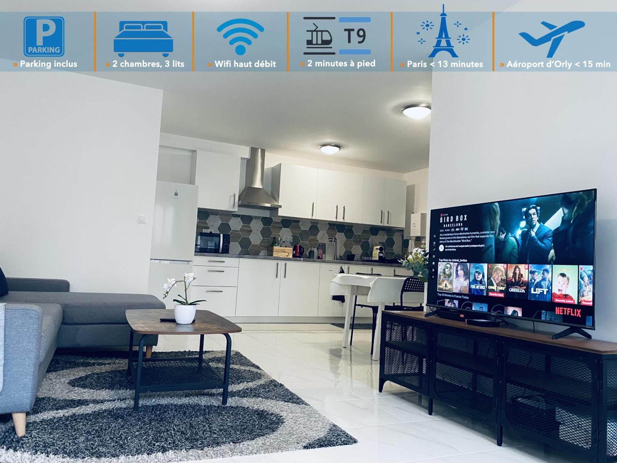 Appartement Parisien Neuf, Moderne Avec Une Grande Salon, 2 Chambres, 4 Lits, Parking Gratuit, 15Min De Paris Et 13 Min Aeroport Orly Vitry-sur-Seine Exterior foto